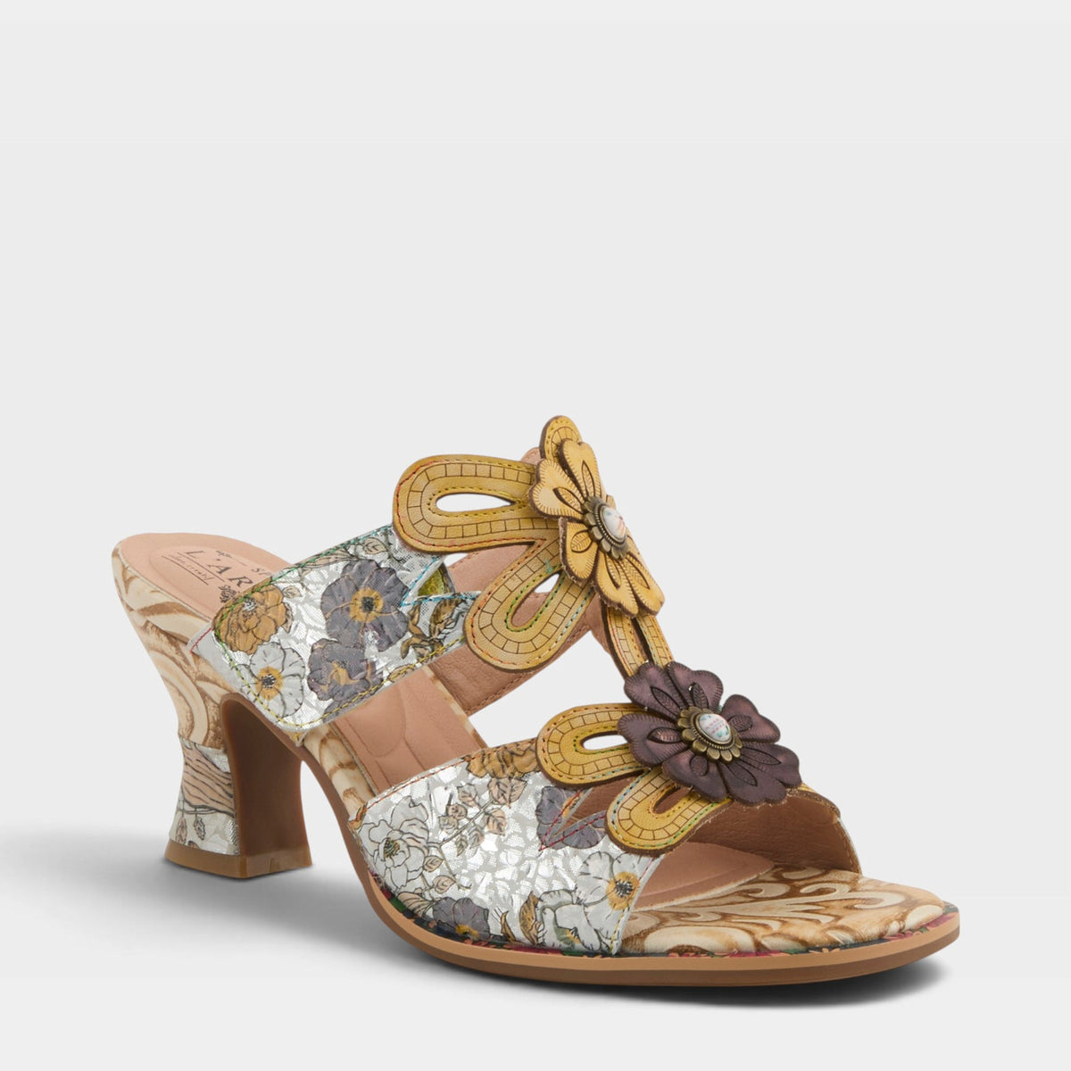 L'Artiste Alania sandals in Yellow Multi, front view