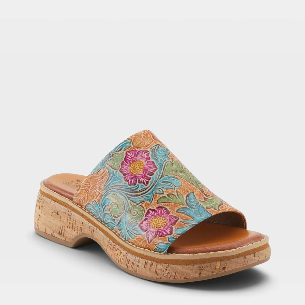 L'Artiste Aldina sandals in Camel Multi, front view