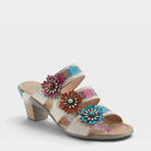 L'Artiste Alexi sandals in White Multi, front view