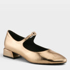 Azura Aluminate women's shoe in gold with leather upper and buckle detail