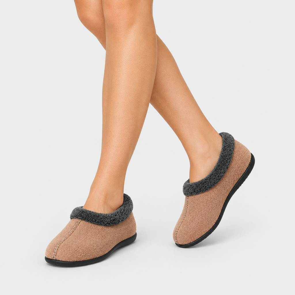 Flexus Amalie Beige Multi Slipper - on-foot view