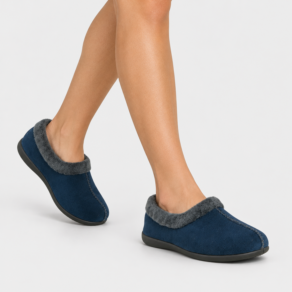 Flexus Amalie Navy Multi Slipper - on-foot view