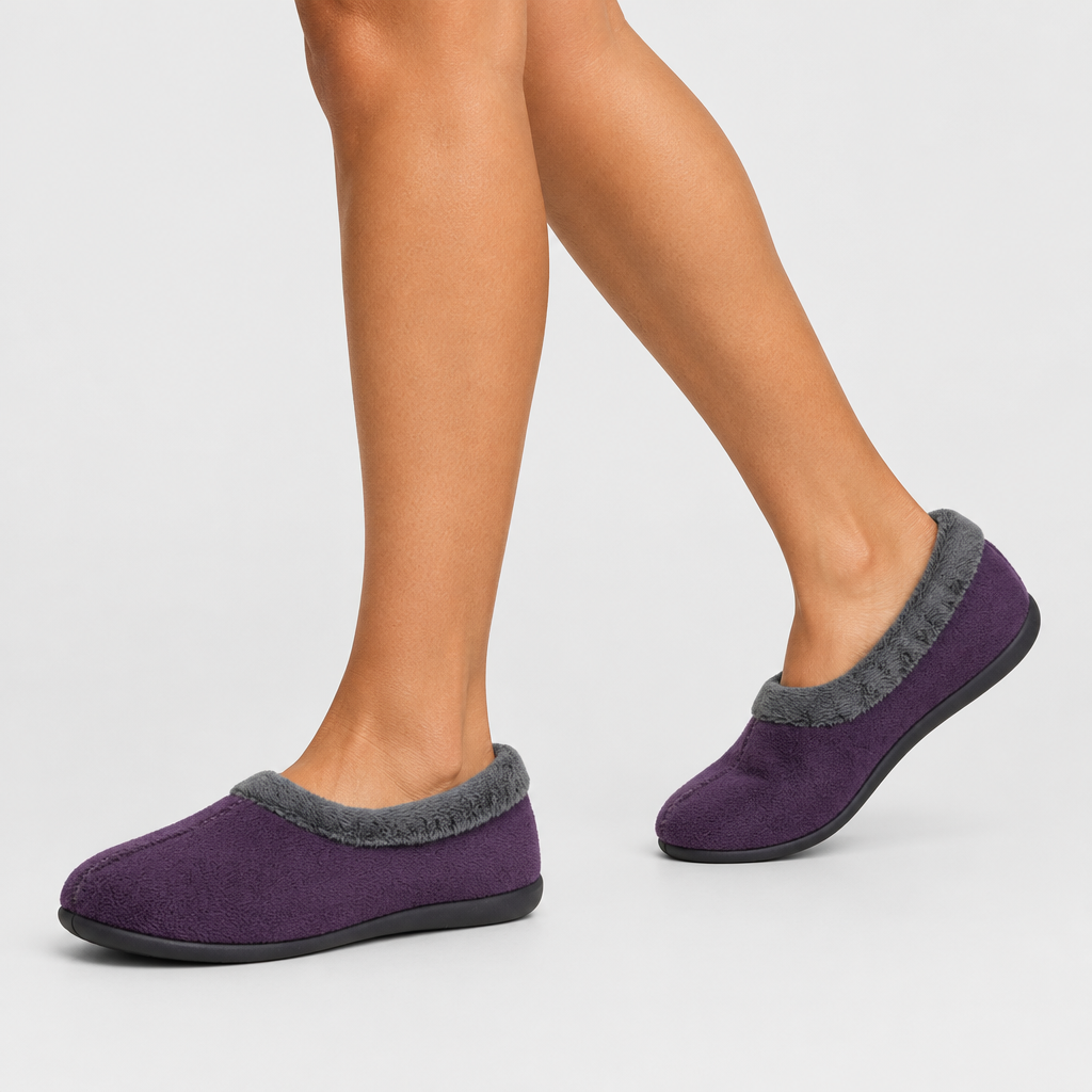 Flexus Amalie Purple Multi Slipper - on-foot view