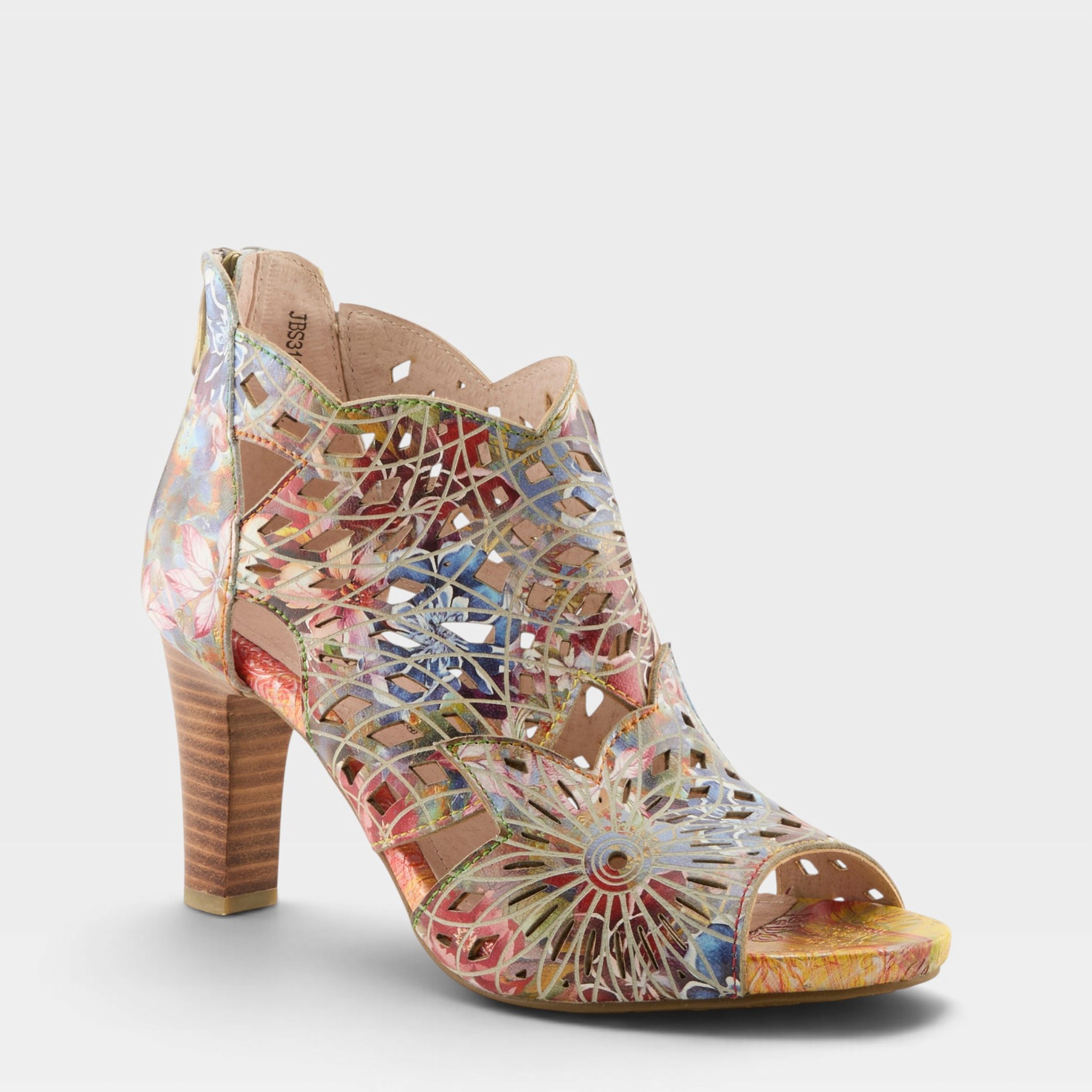 L'Artiste AMORA-FIRE SANDAL in RAINBOW, front view