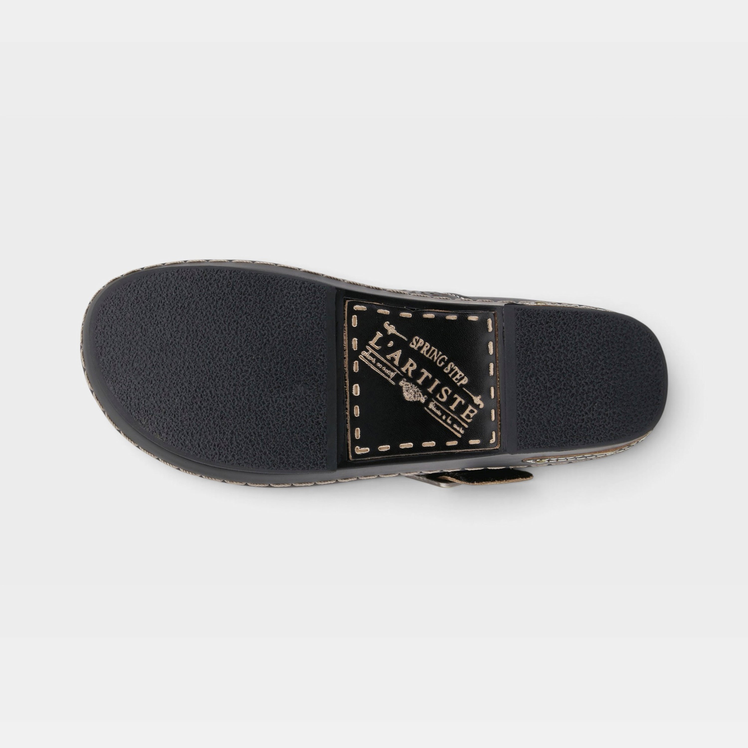 L'Artiste Aneria clogs in Black, outsole view