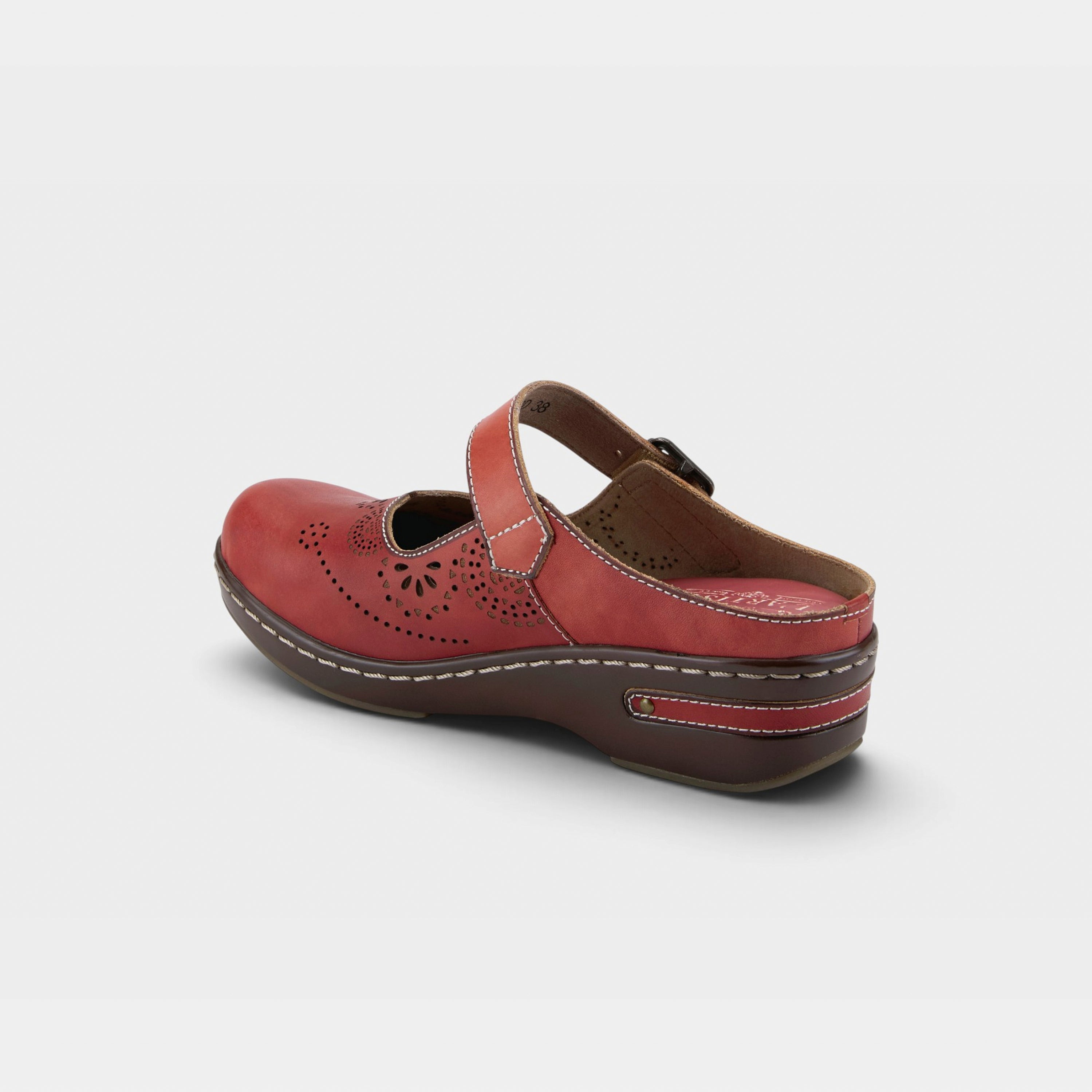 L'Artiste Aneria clogs in Red, alternate angle view