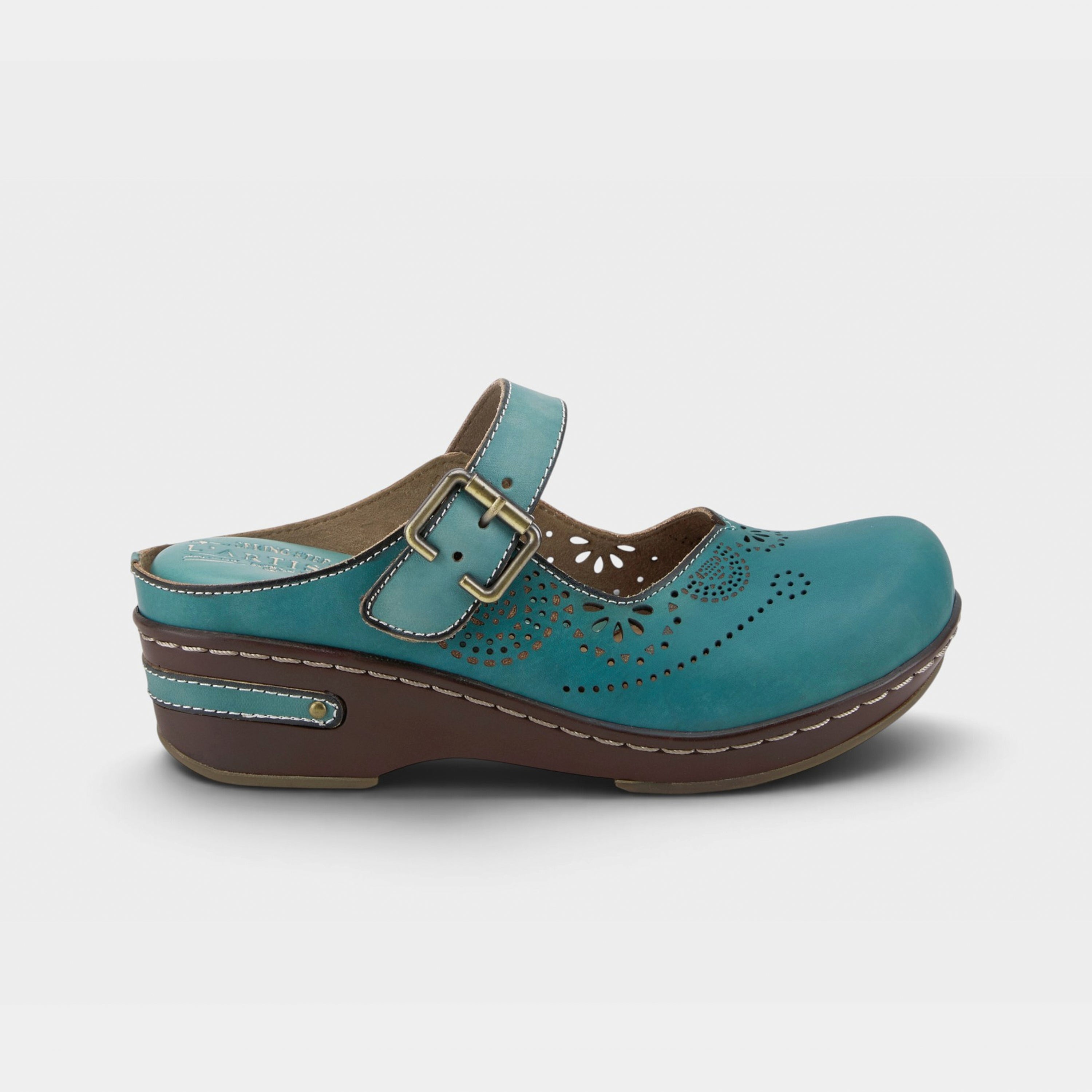 L'Artiste Aneria clogs in Teal, hero view
