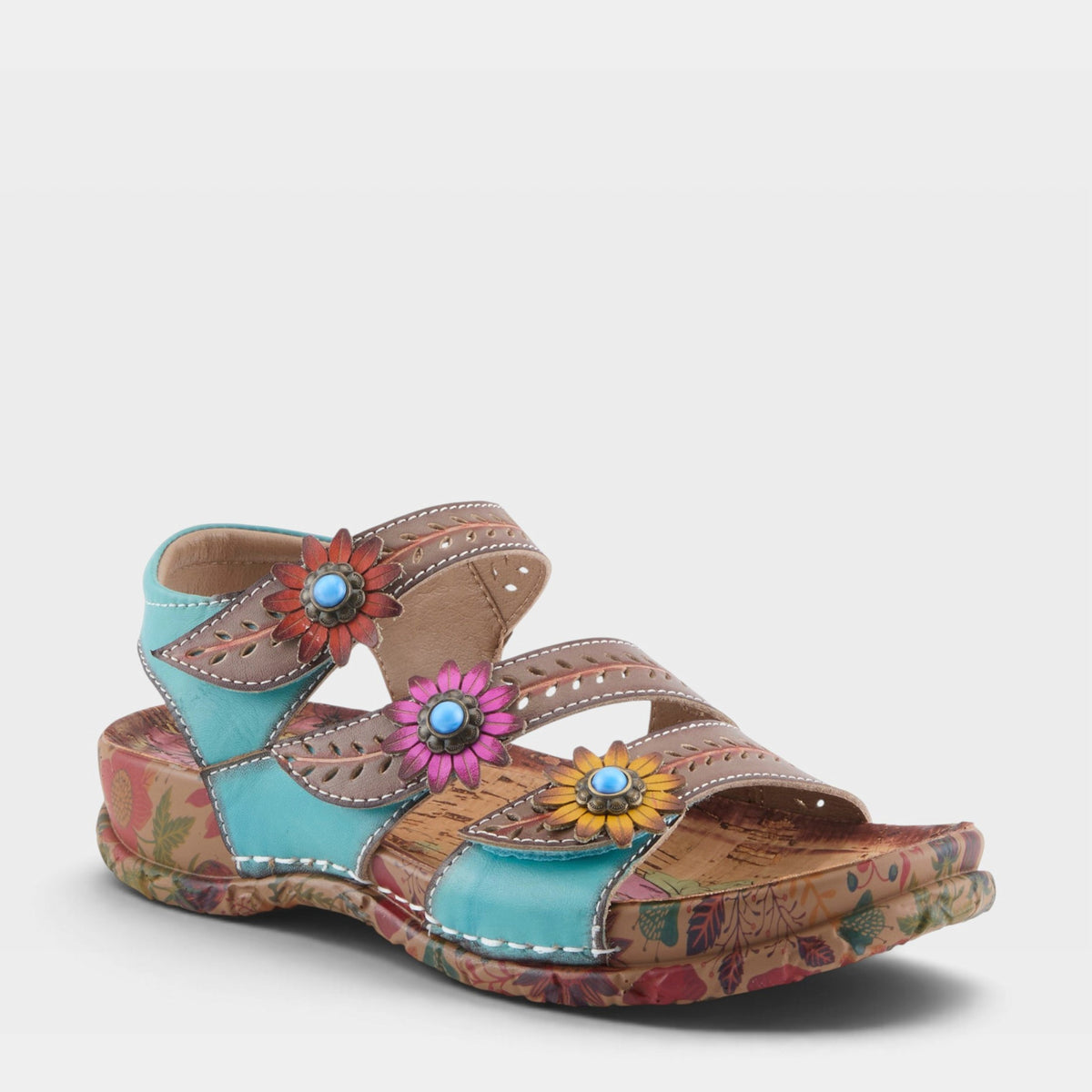 L'Artiste ANEWTRIO SANDALS in GREY MULTI, front view