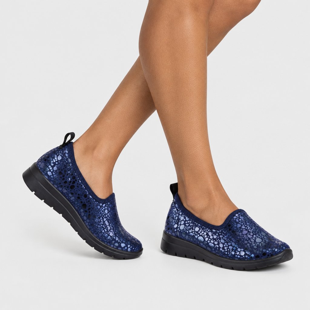 Flexus Anisia-Croco Navy Shoe - on-foot view