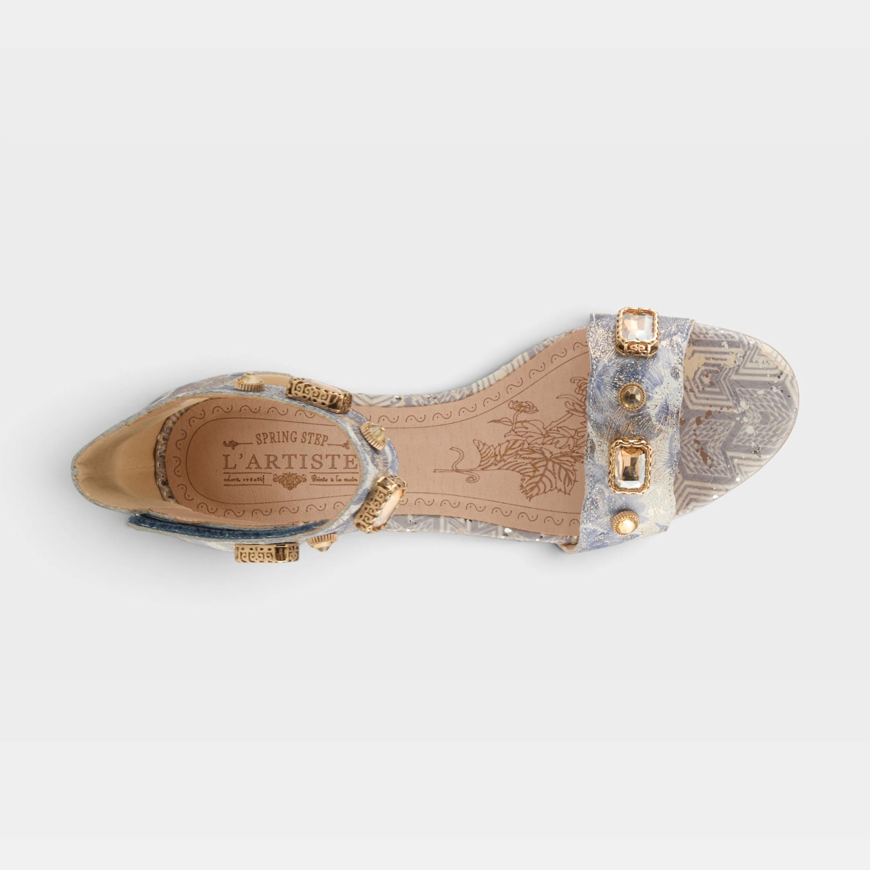 L'Artiste Aquavelva sandals in Slate Multi, top view