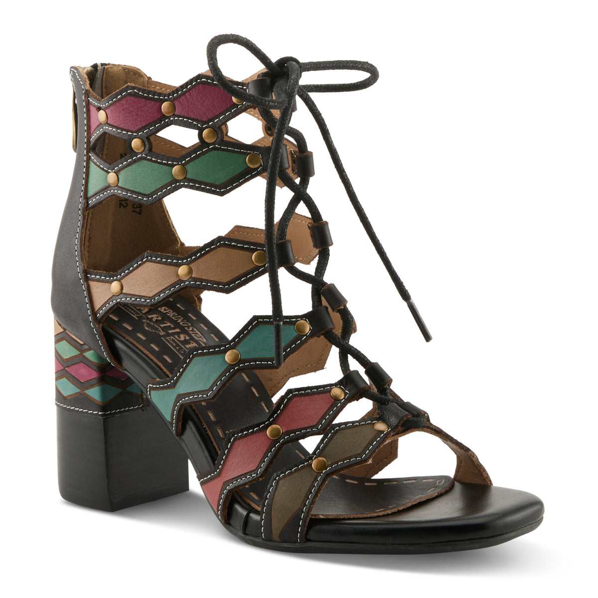L'Artiste L'ARTISTE ARTDECO SANDALS sandal in beige multi with handcrafted leather design