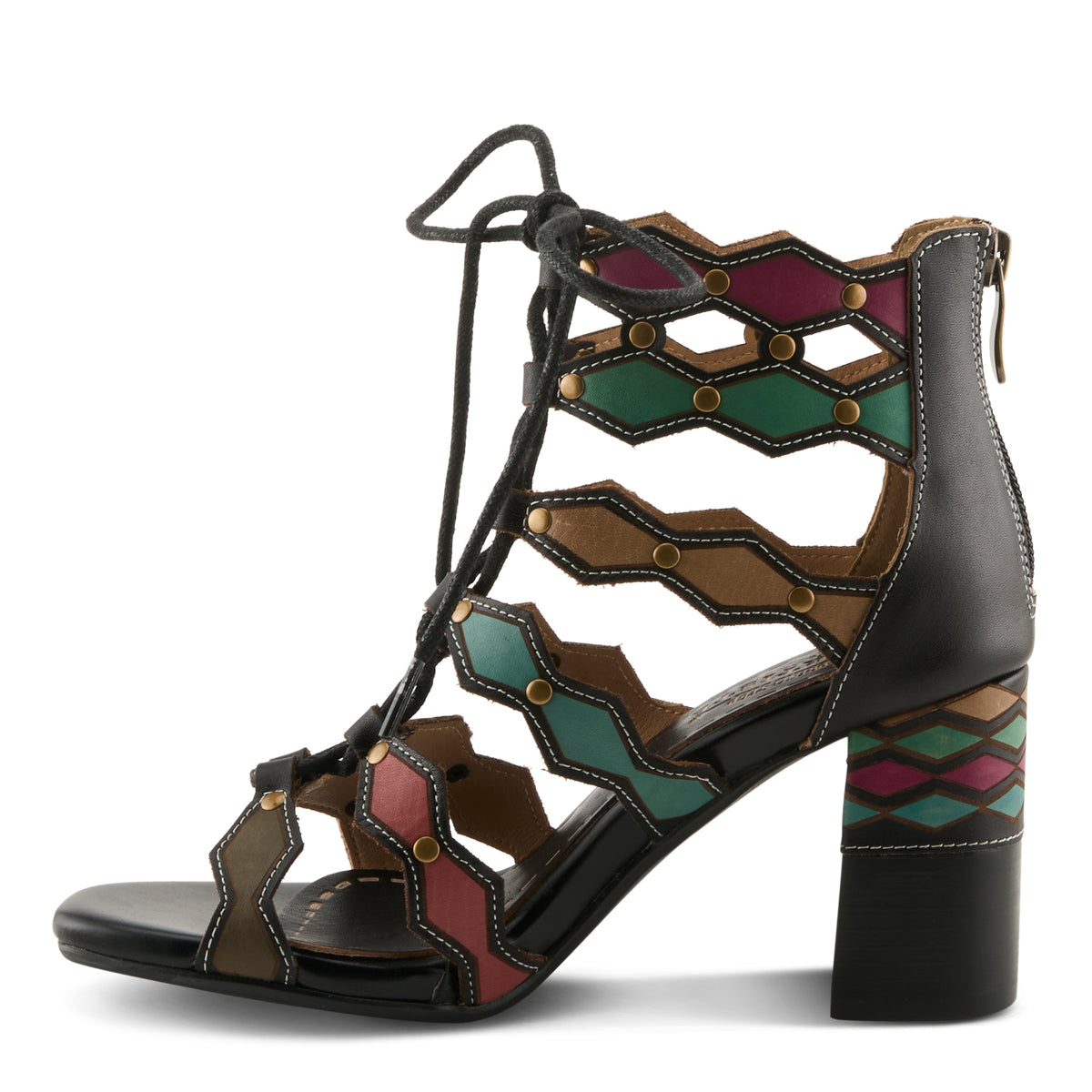 L'Artiste L'ARTISTE ARTDECO SANDALS sandal in beige multi with handcrafted leather design