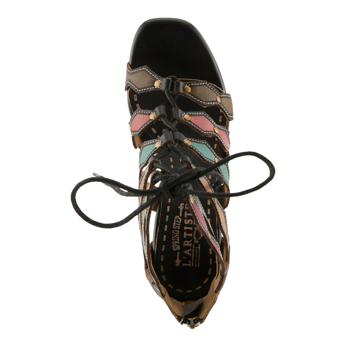 L'Artiste L'ARTISTE ARTDECO SANDALS sandal in beige multi with handcrafted leather design