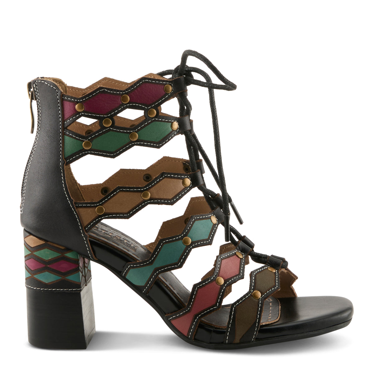 L'Artiste L'ARTISTE ARTDECO SANDALS sandal in navy multi with handcrafted leather design