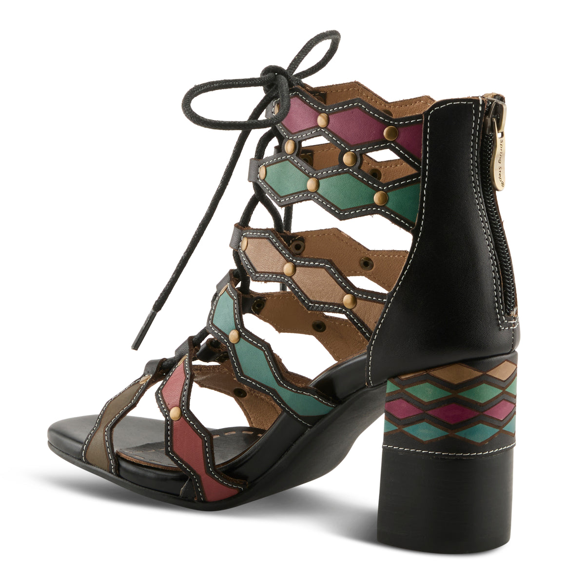 L'Artiste L'ARTISTE ARTDECO SANDALS sandal in navy multi with handcrafted leather design