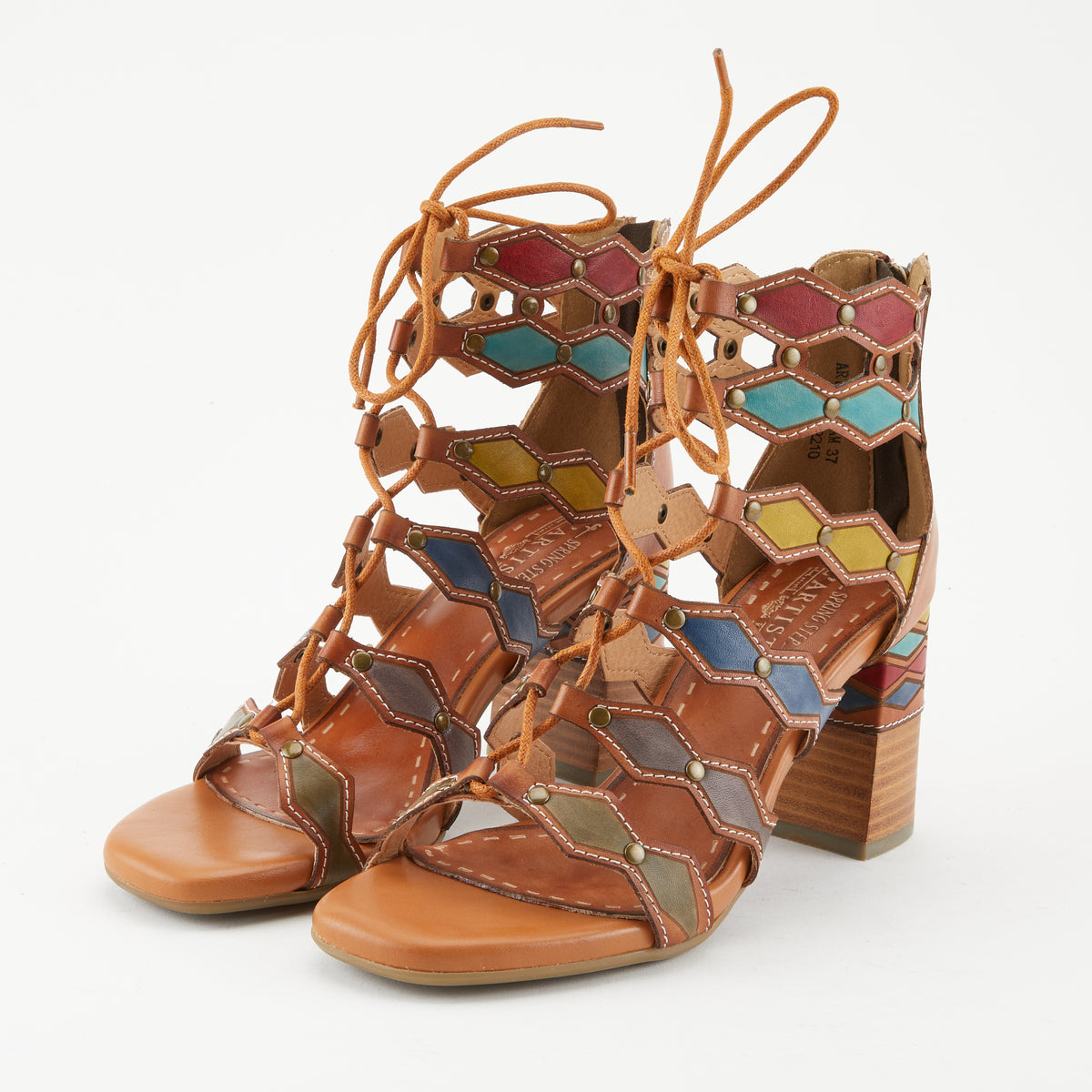 L'Artiste L'ARTISTE ARTDECO SANDALS sandal in camel multi with handcrafted leather design