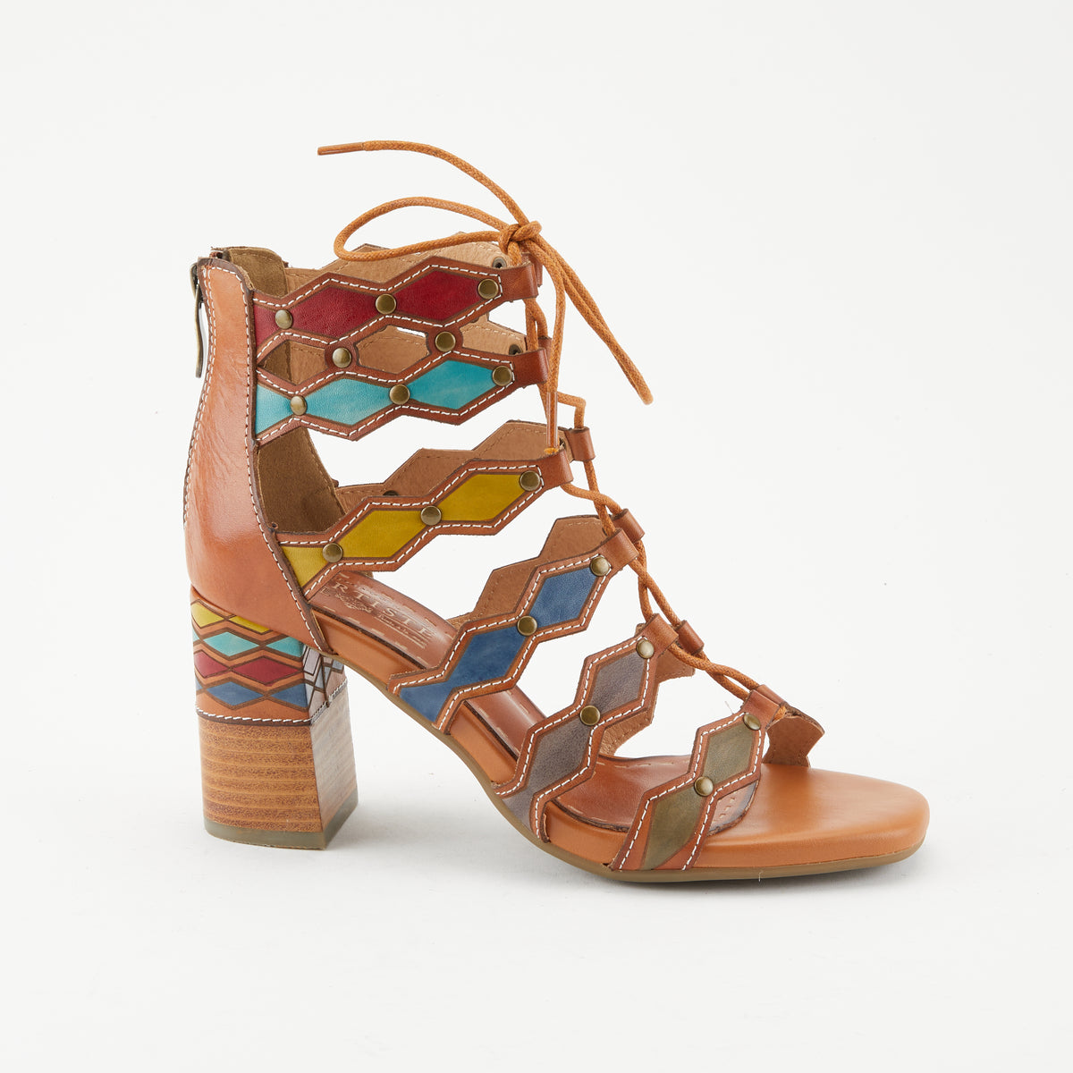 L'Artiste L'ARTISTE ARTDECO SANDALS sandal in camel multi with handcrafted leather design