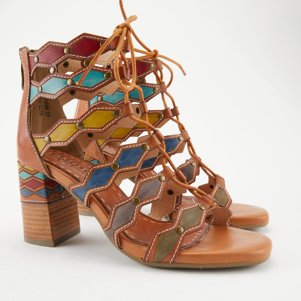 L'Artiste L'ARTISTE ARTDECO SANDALS sandal in camel multi with handcrafted leather design