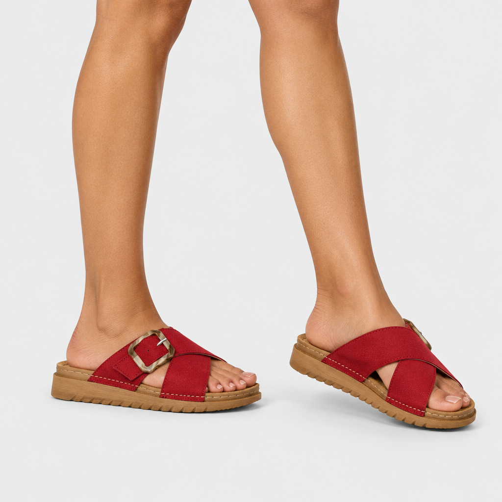 Flexus Aspa Red Sandal - on-foot view