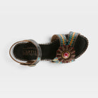 L'Artiste Astarr sandals in Black Multi, top view