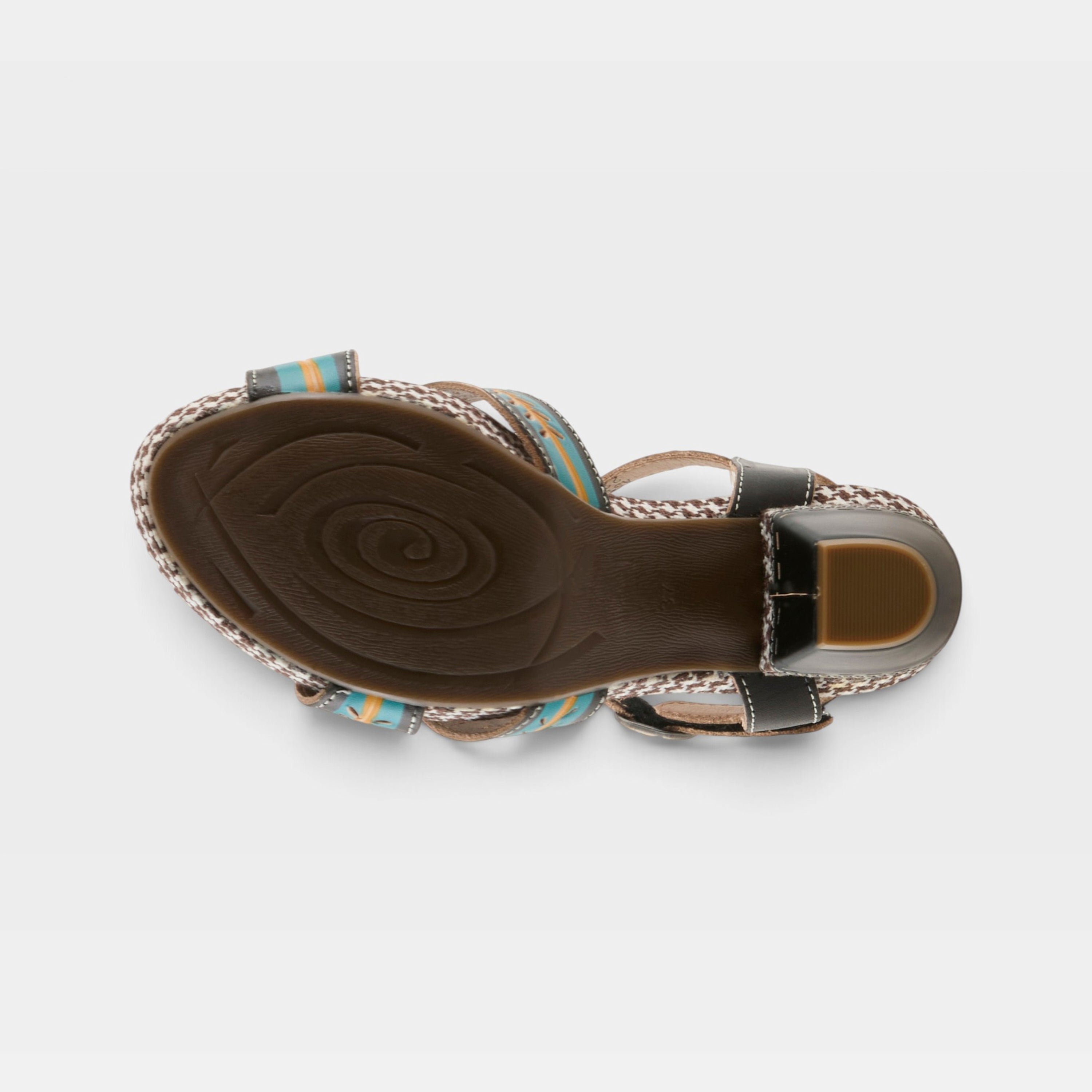 L'Artiste Astarr sandals in Black Multi, outsole view