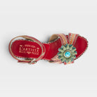 L'Artiste Astarr sandals in Red Multi, top view