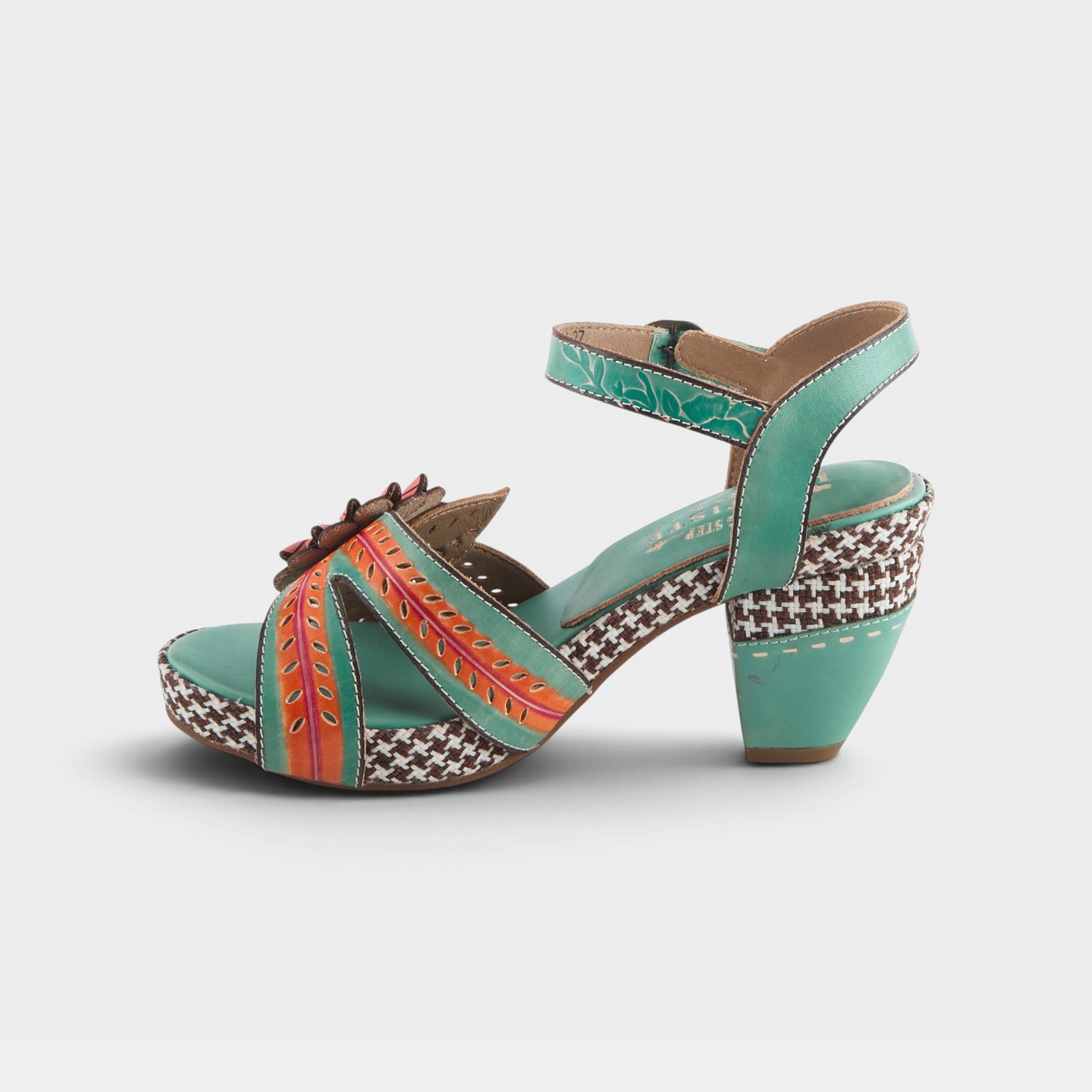 L'Artiste Astarr sandals in Sky Blue Multi, side view