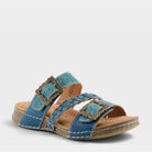 L'Artiste ASTRA SLIDE SANDAL in BLUE, front view