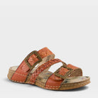 L'Artiste ASTRA SLIDE SANDAL in ORANGE MULTI, front view