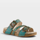 L'Artiste ASTRA SLIDE SANDAL in SKY BLUE MULTI, front view