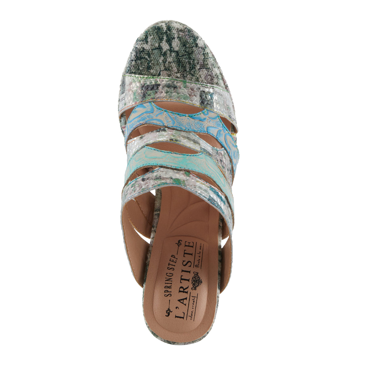 L'Artiste L'ARTISTE AURIELLE SANDALS sandal in mint green multi with handcrafted leather design