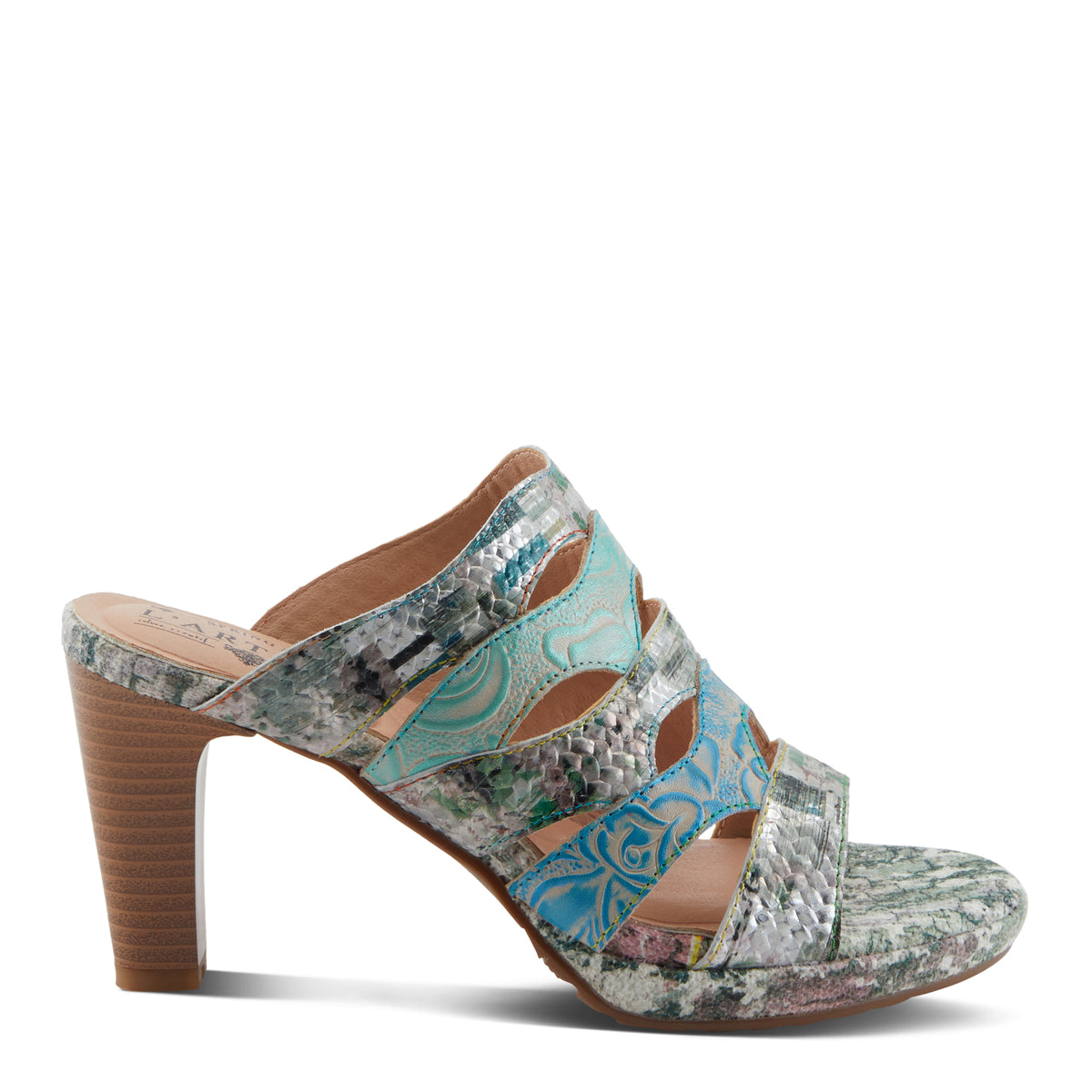 L'Artiste L'ARTISTE AURIELLE SANDALS sandal in mint green multi with handcrafted leather design