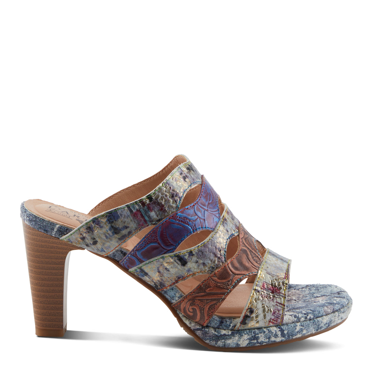 L'Artiste L'ARTISTE AURIELLE SANDALS sandal in purple multi with handcrafted leather design