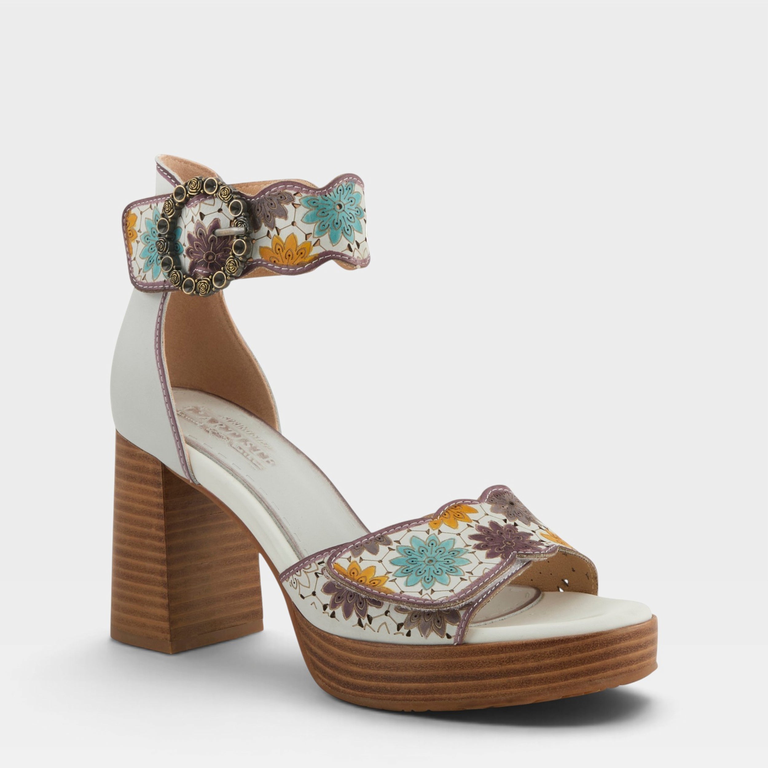 L'Artiste BANGLES SANDALS in WHITE MULTI, front view