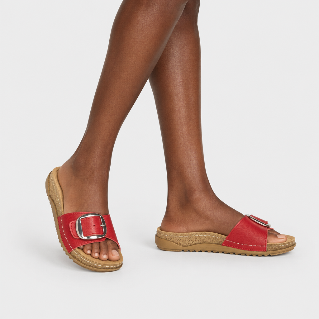 Flexus Baronca Red Sandal - on-foot view