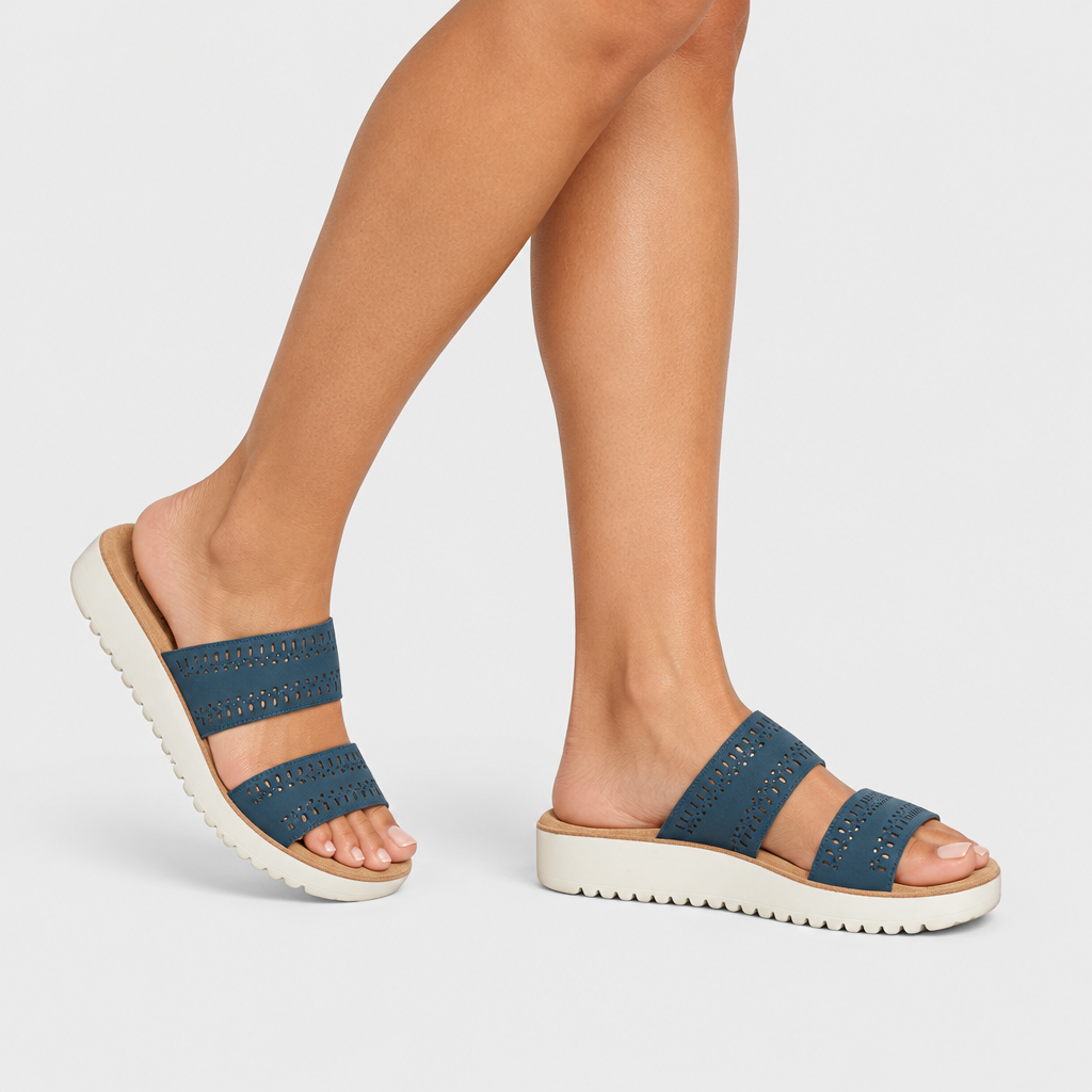 Flexus Bayshore Navy Sandal - on-foot view