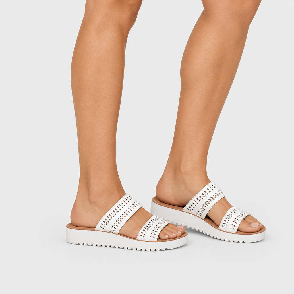 Flexus Bayshore White Sandal - on-foot view