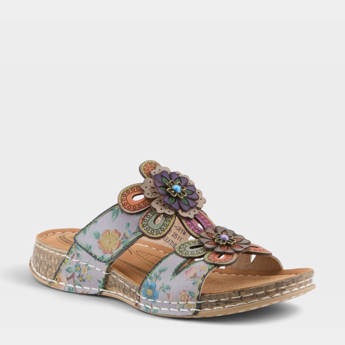 L'Artiste BEAUDIE SANDALS in GREY MULTI, front view