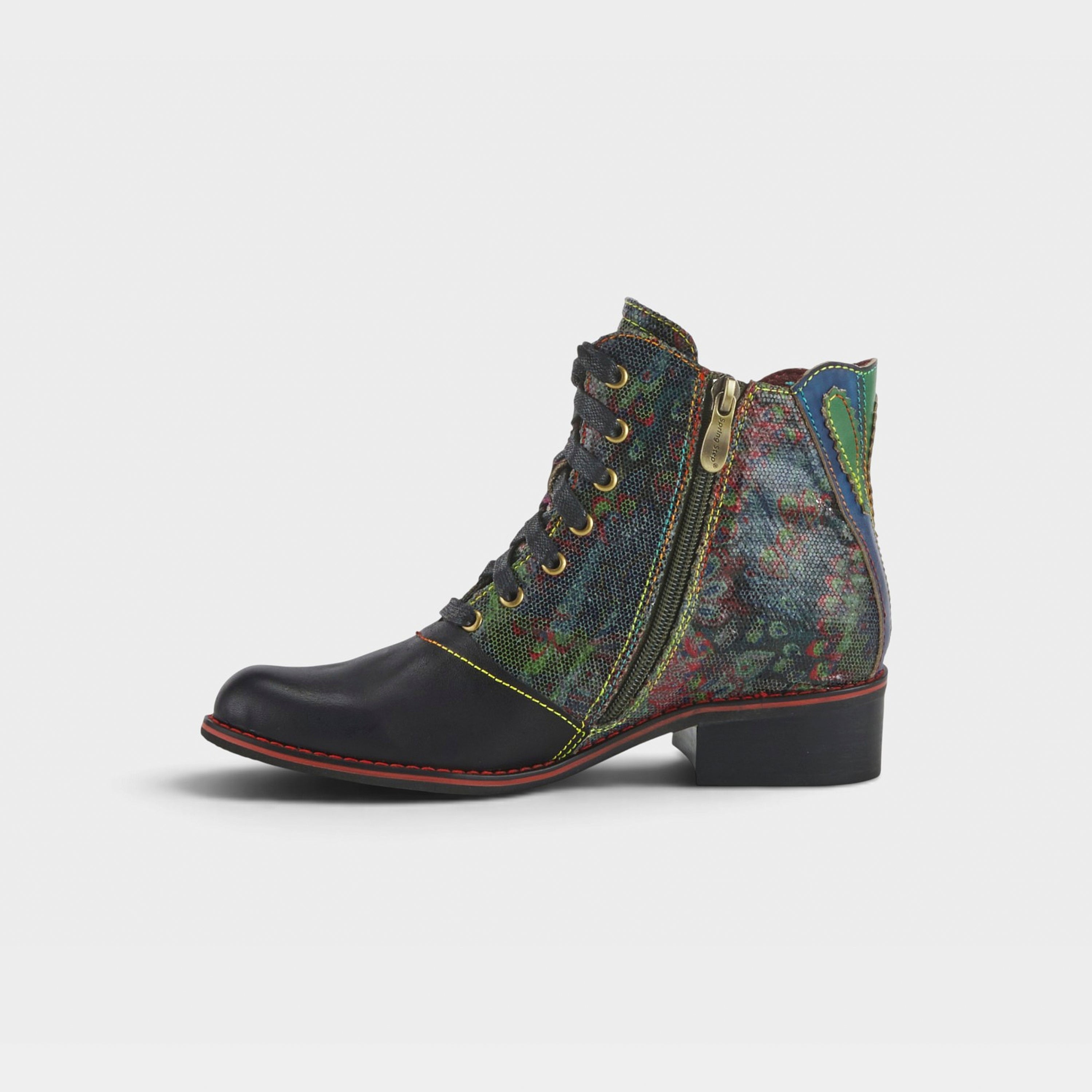 L'Artiste Benatar western bootie in Black Multi, side view