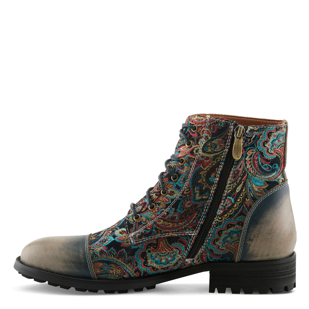 L'Artiste L'ARTISTE MEN BERGER BOOTIE boot in blue multi with handcrafted leather design