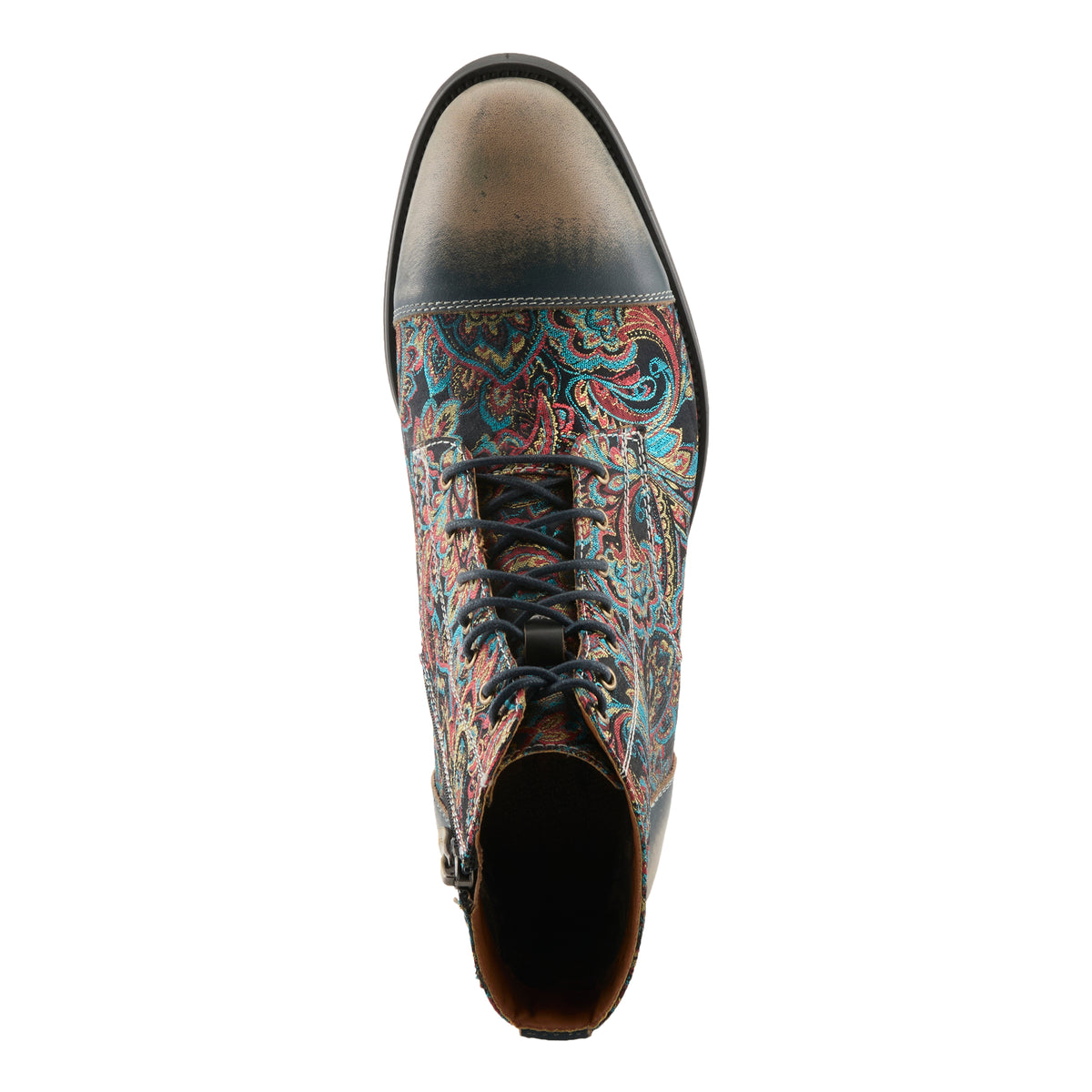 L'Artiste L'ARTISTE MEN BERGER BOOTIE boot in blue multi with handcrafted leather design