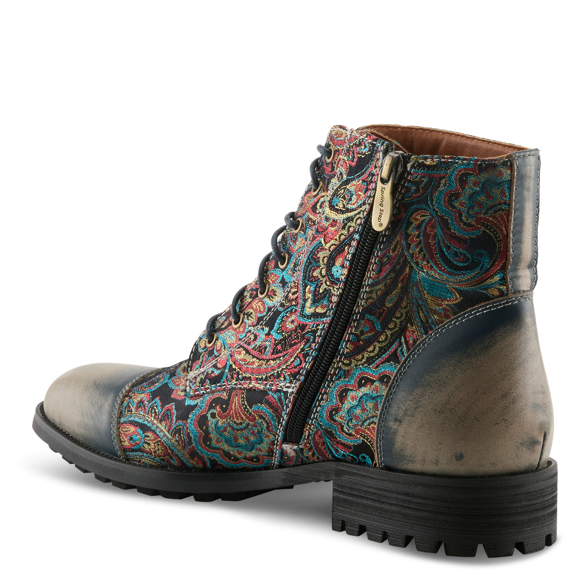 L'Artiste L'ARTISTE MEN BERGER BOOTIE boot in blue multi with handcrafted leather design