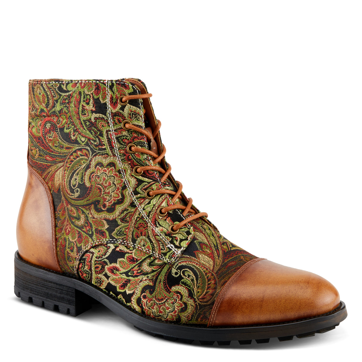L'Artiste L'ARTISTE MEN BERGER BOOTIE boot in tan multi with handcrafted leather design