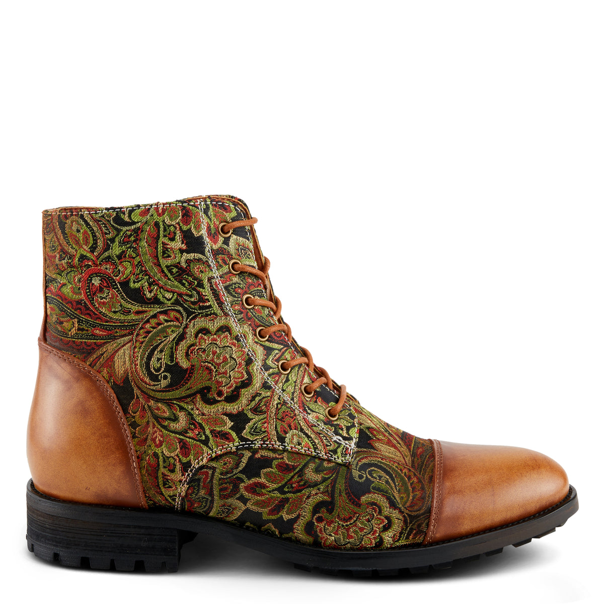 L'Artiste L'ARTISTE MEN BERGER BOOTIE boot in tan multi with handcrafted leather design