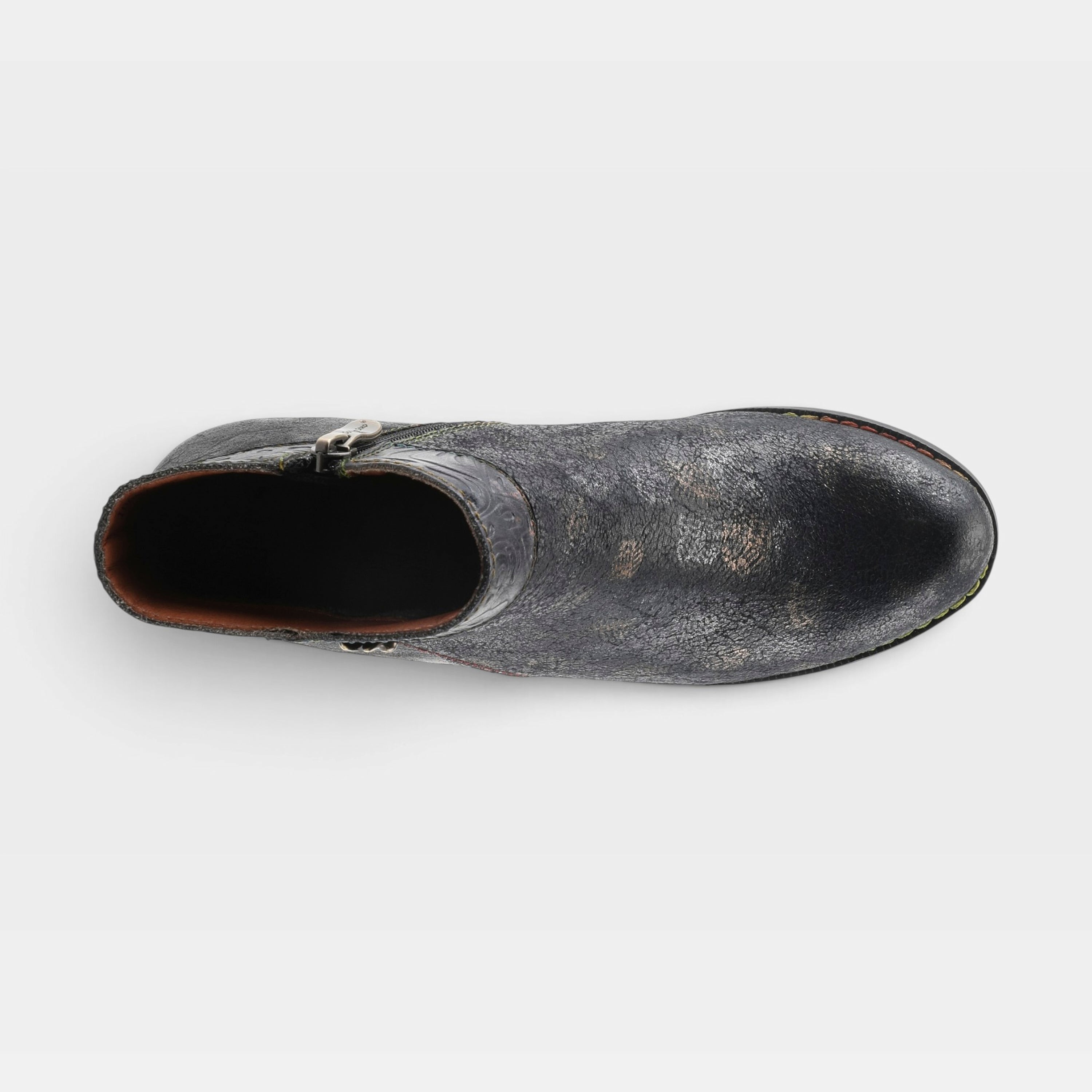 L'Artiste Bestlove boots in Black Multi, top view