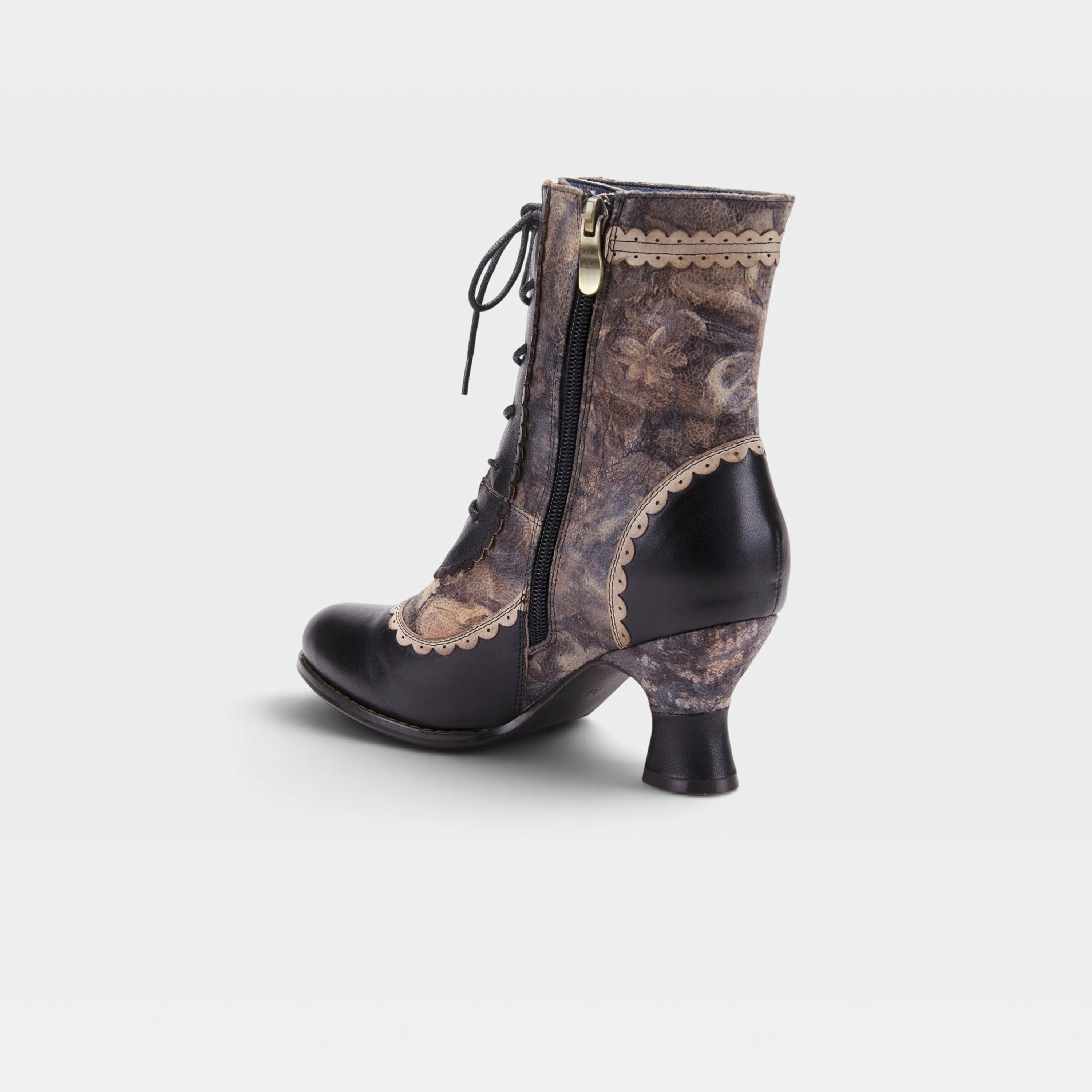 L'Artiste Bewitch-Floral bootie in Black Multi, alternate angle view