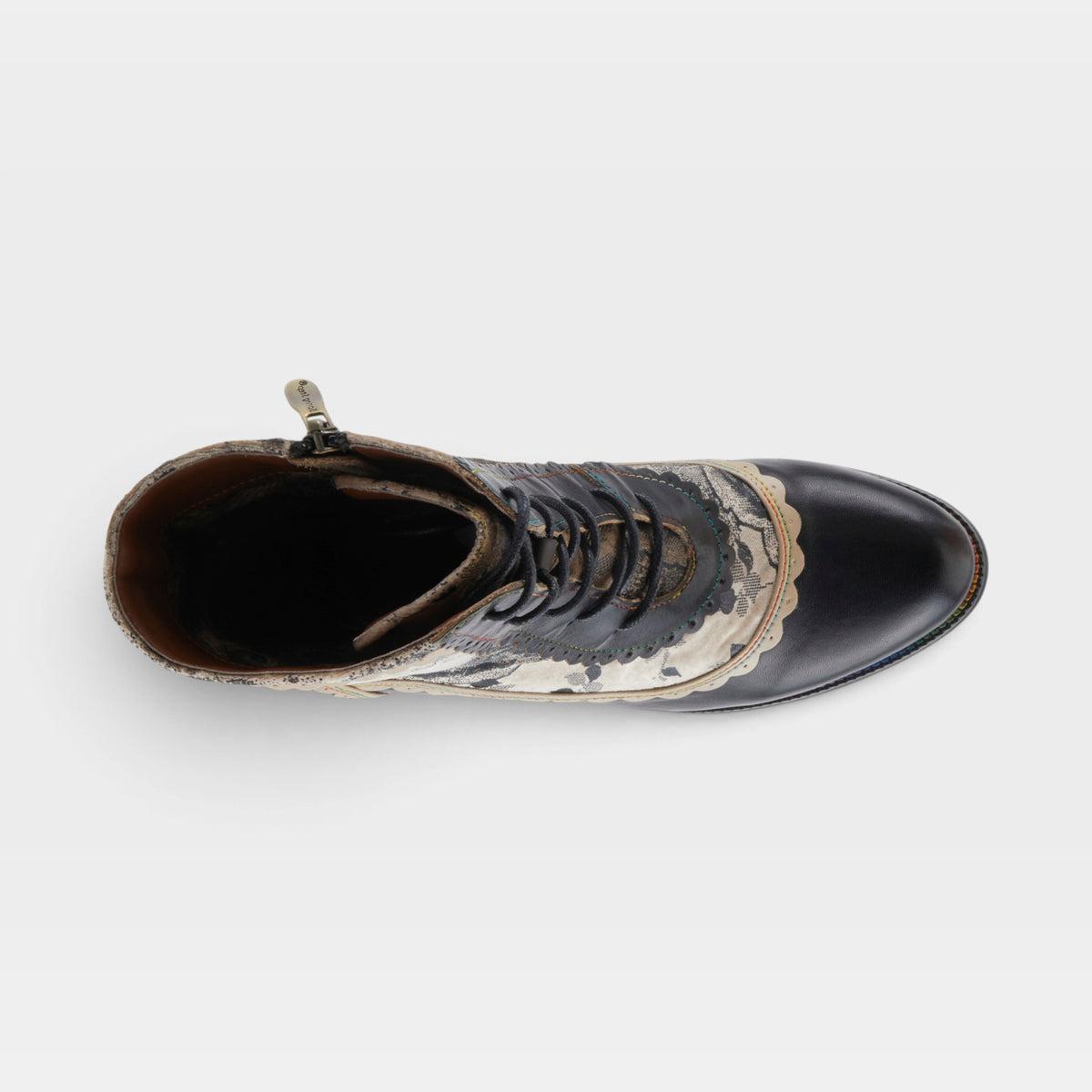 L'Artiste Bewitch-Prit boots in Black Multi, top view