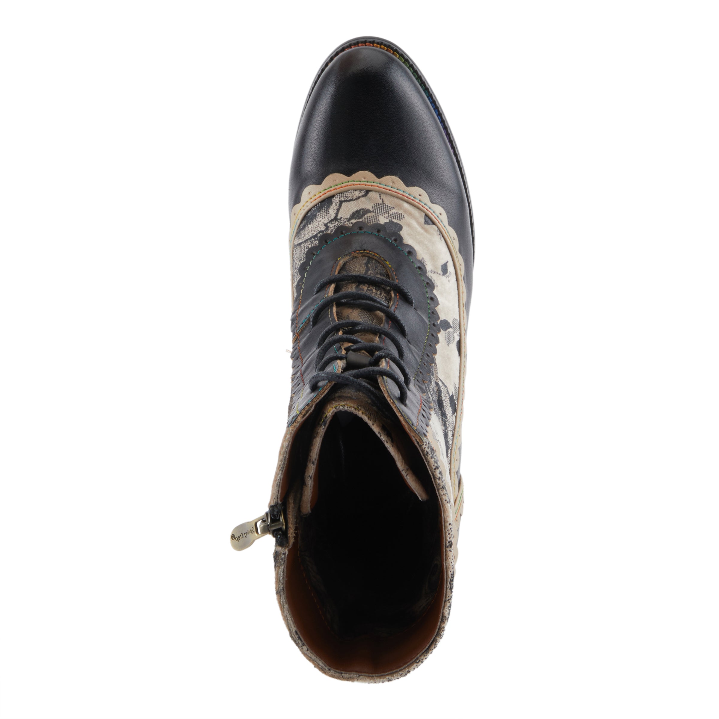 Platform Floral Lace-Up Boots Black & Trendy – Spring Step Shoes