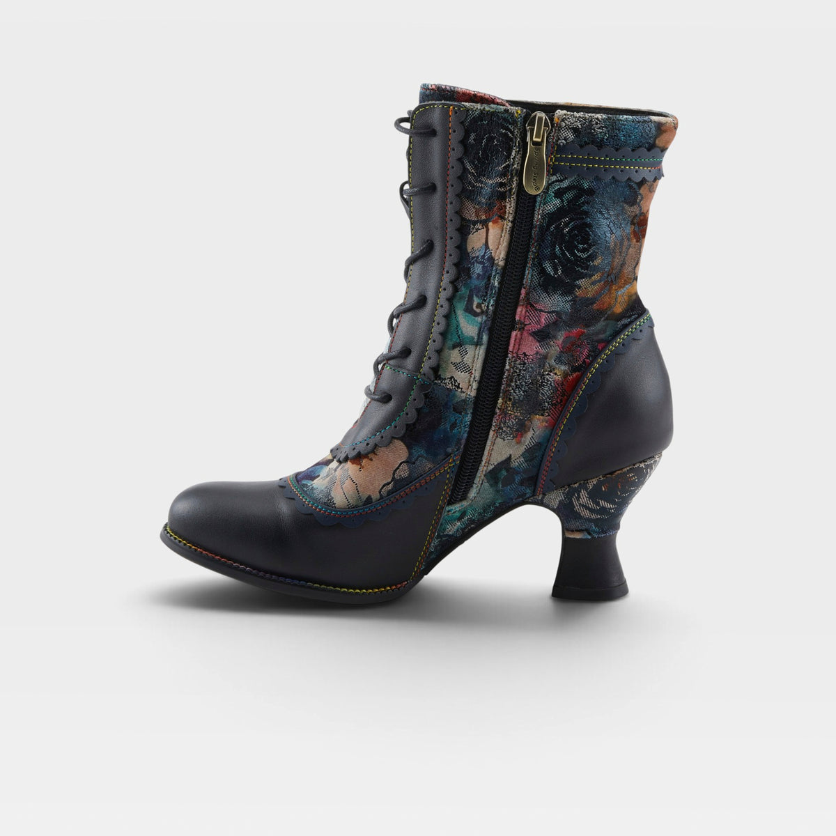 L'Artiste Bewitch-Prit boots in Navy Multi, side view