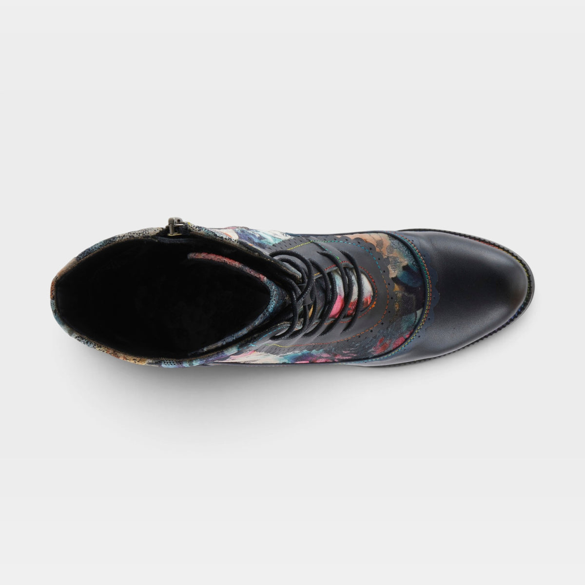 L'Artiste Bewitch-Prit boots in Navy Multi, top view